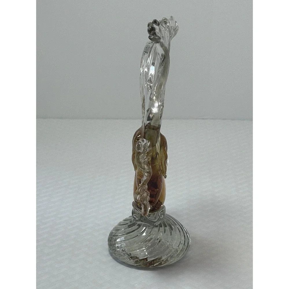 VINTAGE‎ ART GLASS GOLD & WHITE FISH FIGURE/STATUE- 8 1/4”